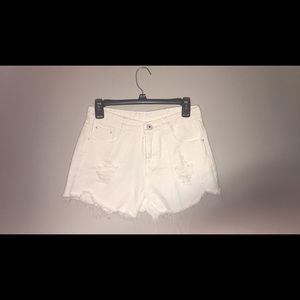 White high waisted distressed jeans